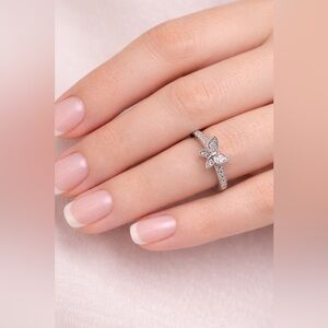 Sterling Silver Butterfly Ring • 925 • Pavé CZ • Size 7